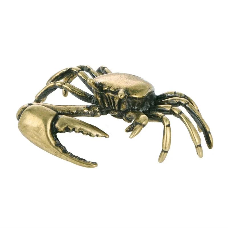 Funny Pure Brass Crab Figurines Animal Statue Miniatures Copper Ornament Home Office Desk Decoration Crafts Home Decor Nordic
