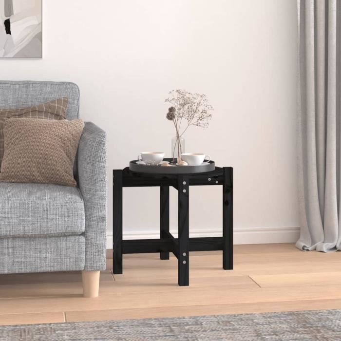 VidaXL Table basse Noir Ø 52,5x45 cm Bois massif de pin 822311