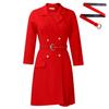 High Waist Slimming Pleated Mid-Length Suit Dress D3284