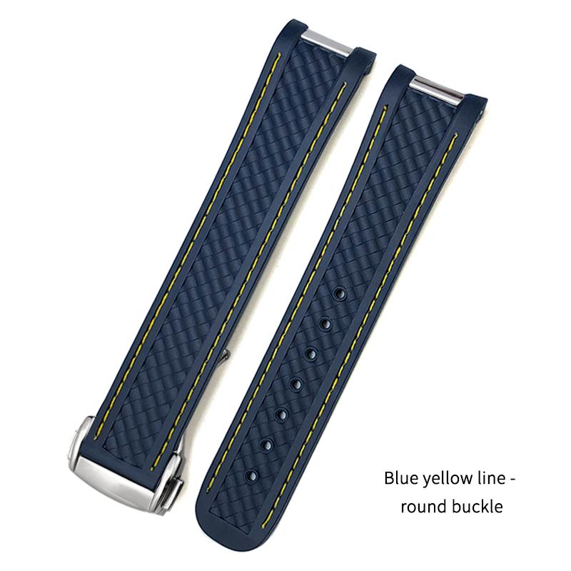 New Curved End Soft Watchband for Omega Aqua Terra 150 18mm 19mm 20mm Black Green Yellow Colorful Rubber Silicone Watch Strap