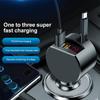 Car Charger Super Fast Charge Flash Charging with Telescopic Cable Voltage Detection 3 In 1 Car Charger USB Type C Ports Adapter