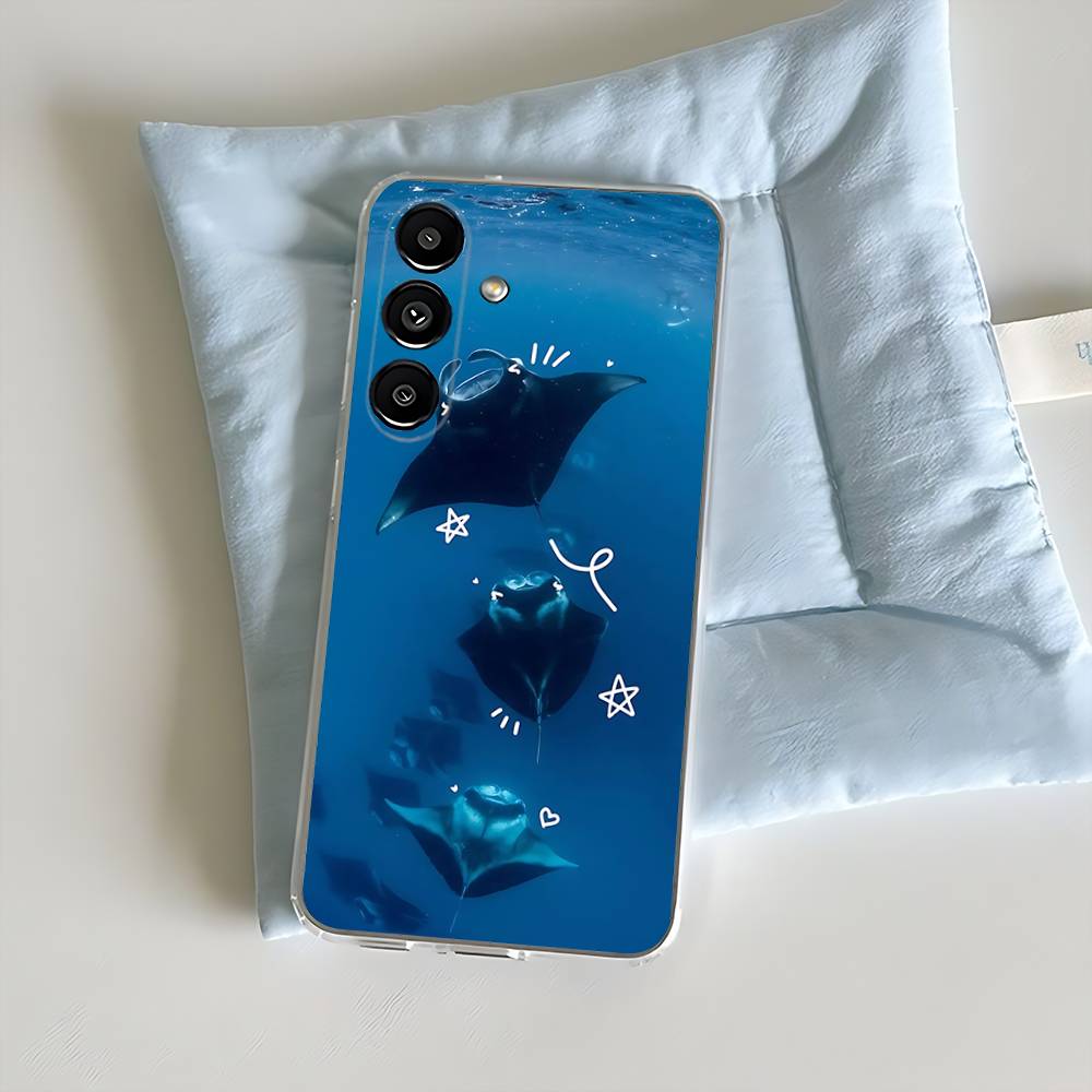Manta Ray Ocean Animal Phone Case For Samsung S30,23,21,22,20, FE lite,S10,9,8,7 PIus Note20ultra Transparent