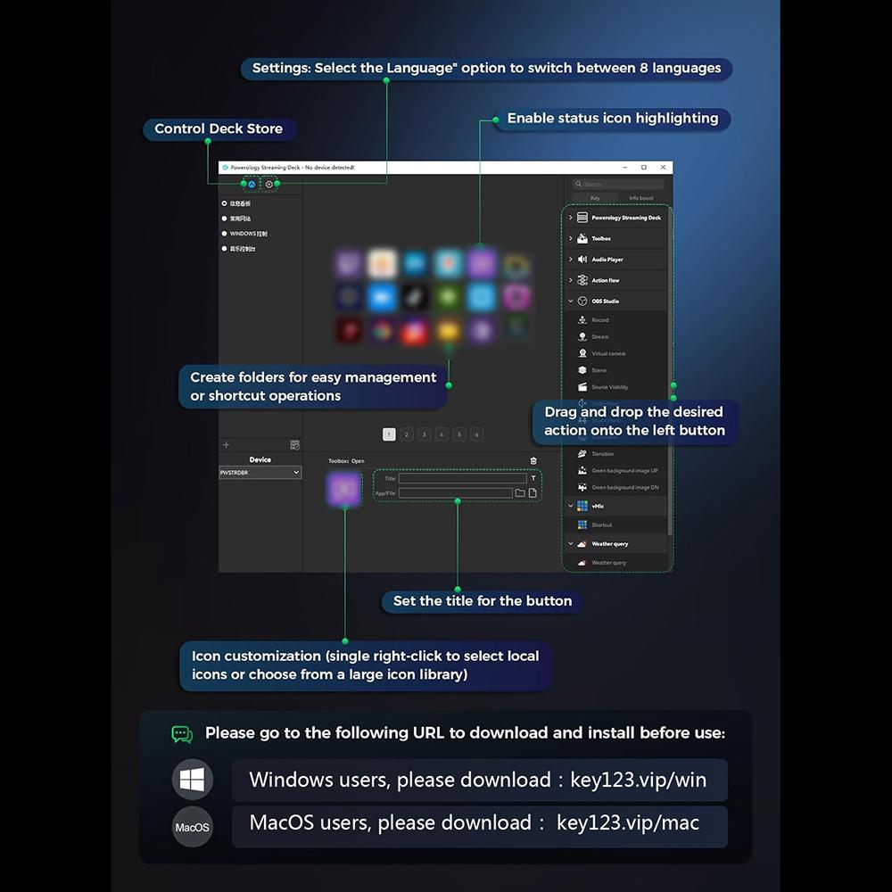 All-in-One   Studio Controller, with 15  ro Keys, for OBS Twitch  , Compatible with PC &   Custom Console, for Photo Video Editing