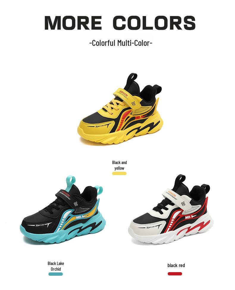 Spring & Autumn Leather Soft Sole Running Shoes for Boys - Lightweight Outdoor Sports Sneakers for Kids