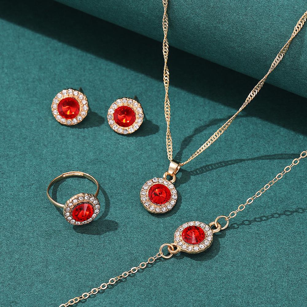 5-teiliges Zirkon-Set für Damen, Luxus Damenmode Casual Armbänder, Halskette, Ring Ohrringe Zirkon-Set, Geeignet für den täglichen Gebrauch, Gi