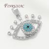 Accessoires de Collier DIY Plaqué Or Véritable 18K Pendentifs Œil Maléfique en Zircon Bleu Breloques Pour Fournitures de Fabrication de Bijoux Pendentif Fleurs