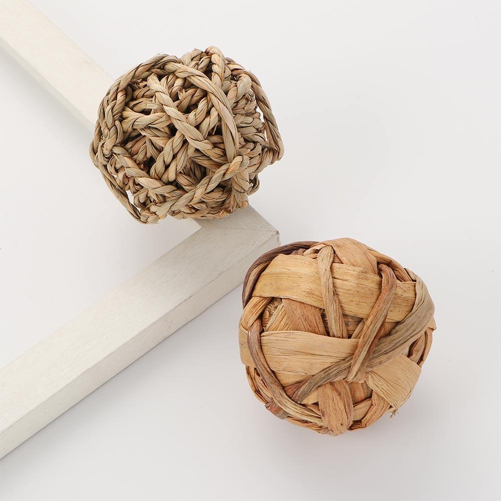 Parrot Hamster Natural Activity Bite Resistant Small Animals Chew Toys Rattan Balls Straw Woven