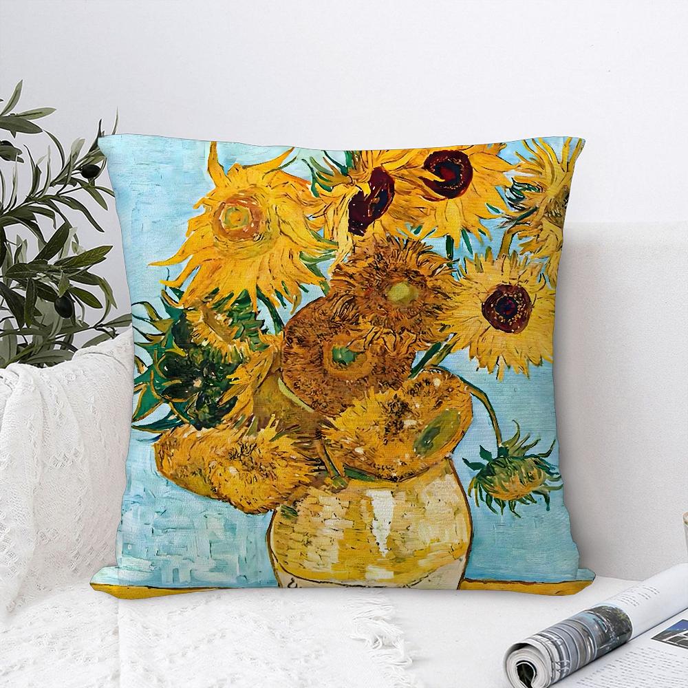 Van Gogh Oil Painting Pillow Case Plush Fabric Soft Double Sided Print Sofa Cushion Cover Throw Pillow Covers
