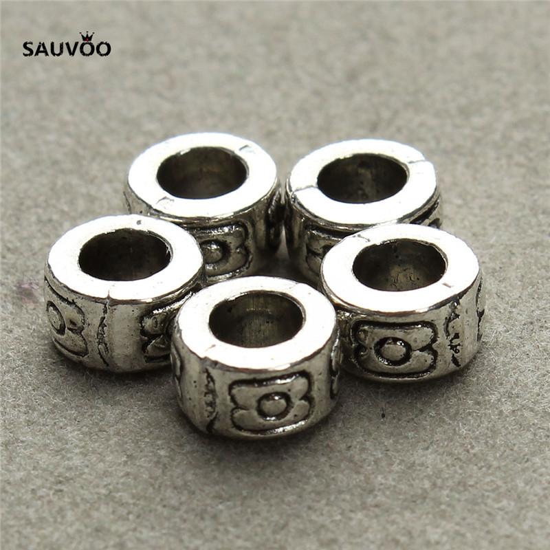 30pcs Antique Gold Color Crave Big Hole Spacer Beads 3mm for European Bracelets Necklaces DIY Jewelry Charm Findings