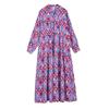 Women's Spring Floral Tiered Dress Plus Size Boho Chic Maxi with Contrast Panels Flowy Layered Skirt