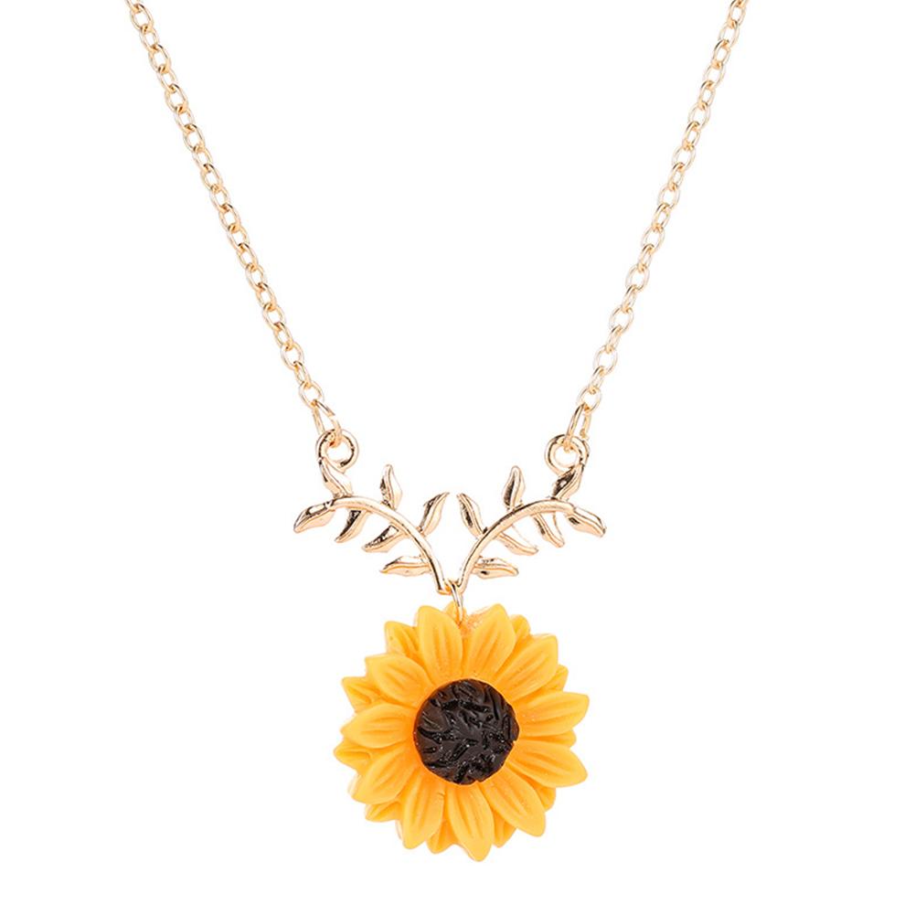 2pcs/set Women Fashion Sunflower Design Necklace Earring Jewelry set