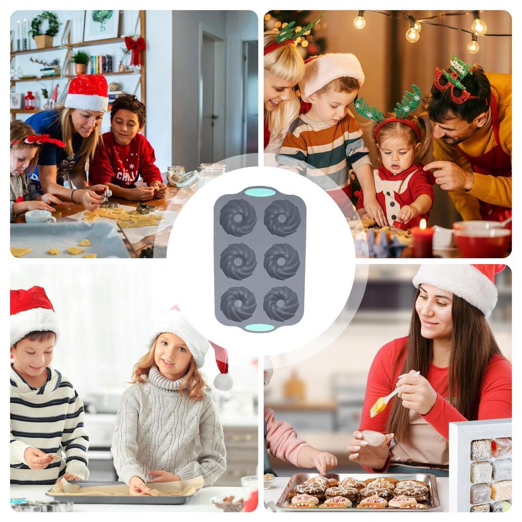 6 Cavity Silicone Mold Reusable Wreath Ice Cubes Tray for Birthday Christmas Chocolate Cake Party Supplies Baking DIY Craft