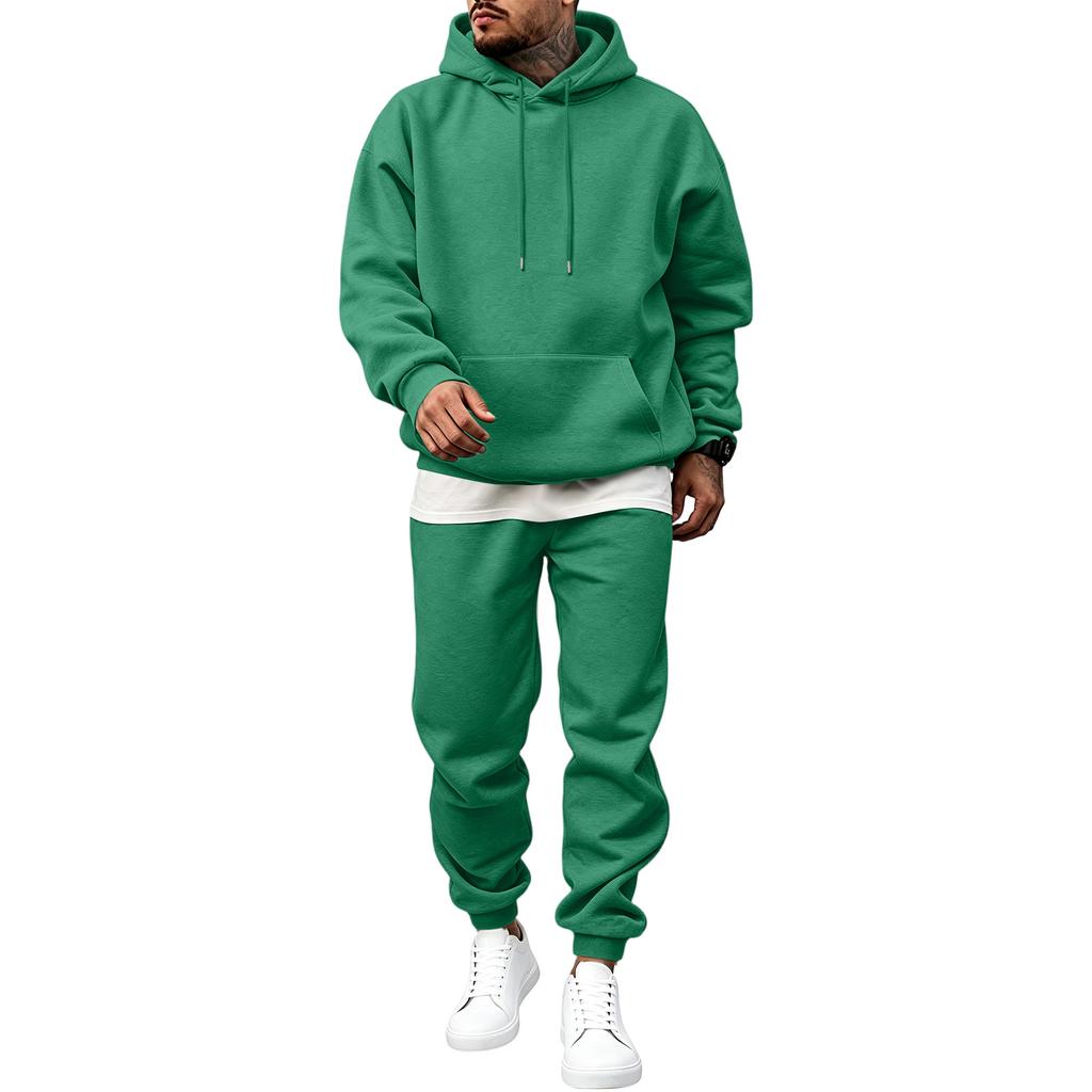 Men's Hooded Sweatsuit Set with Loose Fit for Fall Winter Casual Athletic Wear