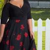 Women's Patchwork Swing Chiffon Dress Short Sleeve V Neck Midi Dress Plus Size Floral Wedding Guest Dress Summer Beach Flowy Sundress