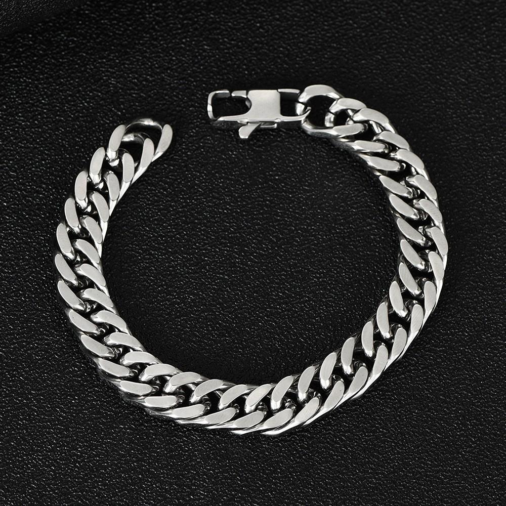 2023 Vintage 4-Sided Polished Cuban Chain Bracelet Necklace - Double Weave Titanium Steel for Men & Women, Hip Hop Trendy Style