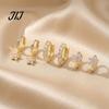Chic Gold Plated Ear Decorations 3 Pairs Star Zirconia Flower Drop Earrings, Minimalist Dangle Earrings Stylish Gift for Her on Anniversary