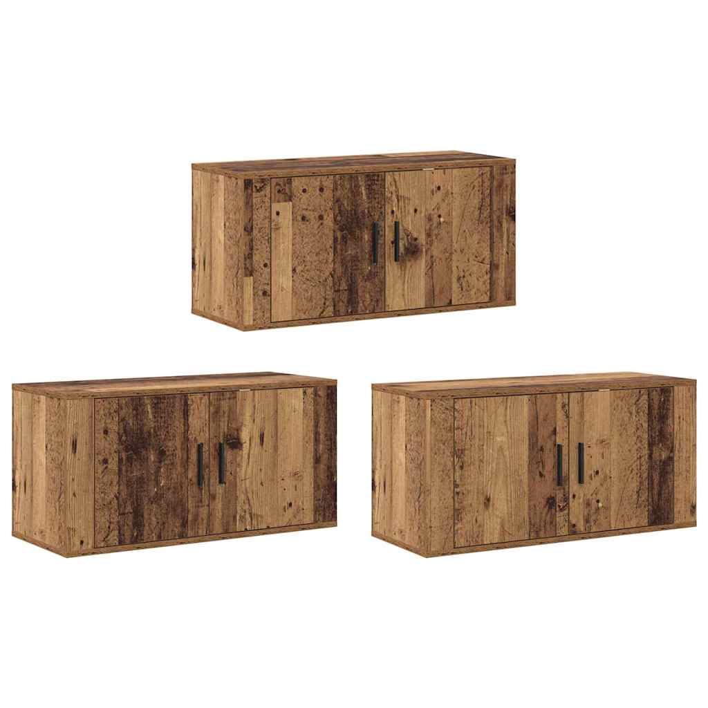 Wall Mounted TV Cabinet Set 3 Pcs Reclaimed Wood Look 80 X 34.5 X 40 Cm