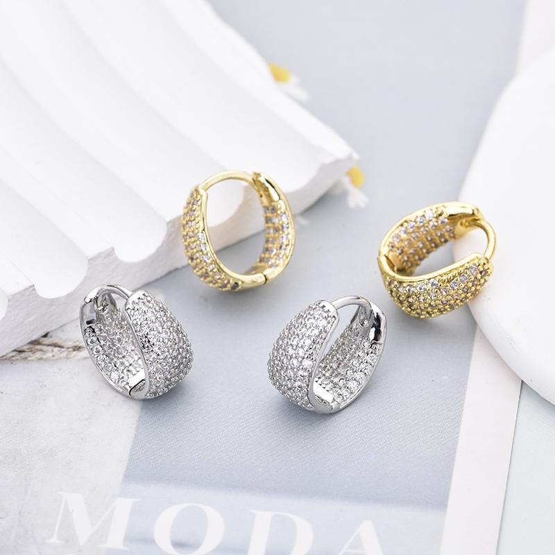 Fashion Zirconia U Shape Huggie Hoop Earrings For Women Geometric Ear Buckle Bridal Wedding Engagement Earrings Daily Jewelry