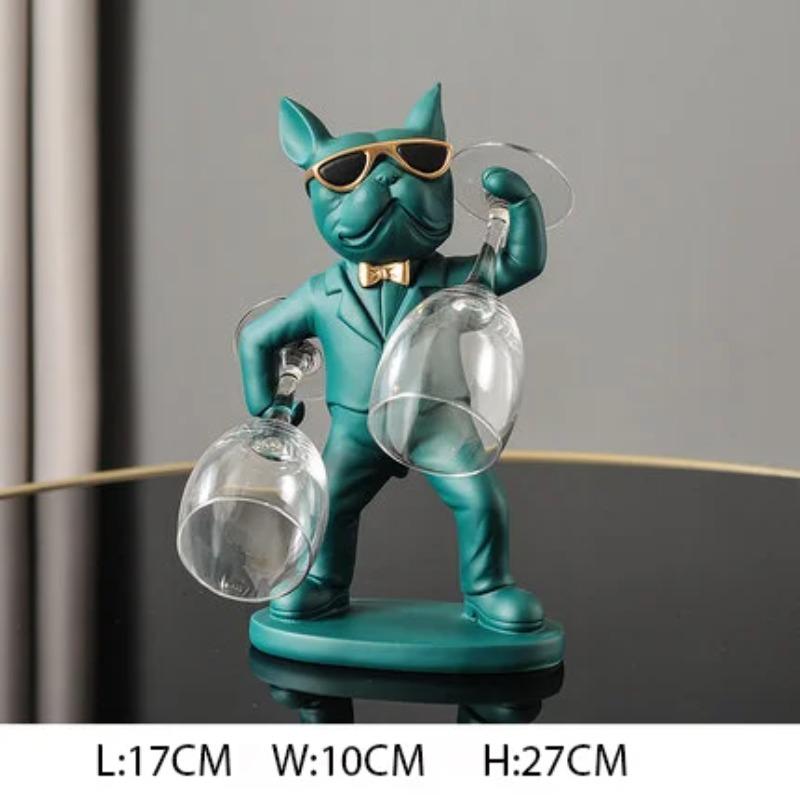 Decorarea casei Figurine cu animale Suporturi pentru vin Artizanat din rasina Statuie Bulldog Suport pentru sticla de vin Masa de birou Raft cu sampanie Decor camera