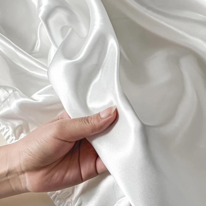 3PCS/1 Set Luxury Satin Fitted Sheet Set Satin Elastic  Silk Bed Cover Sheet Solid Mattress Cover 1 Bed Sheet with 2 Pillow Cover