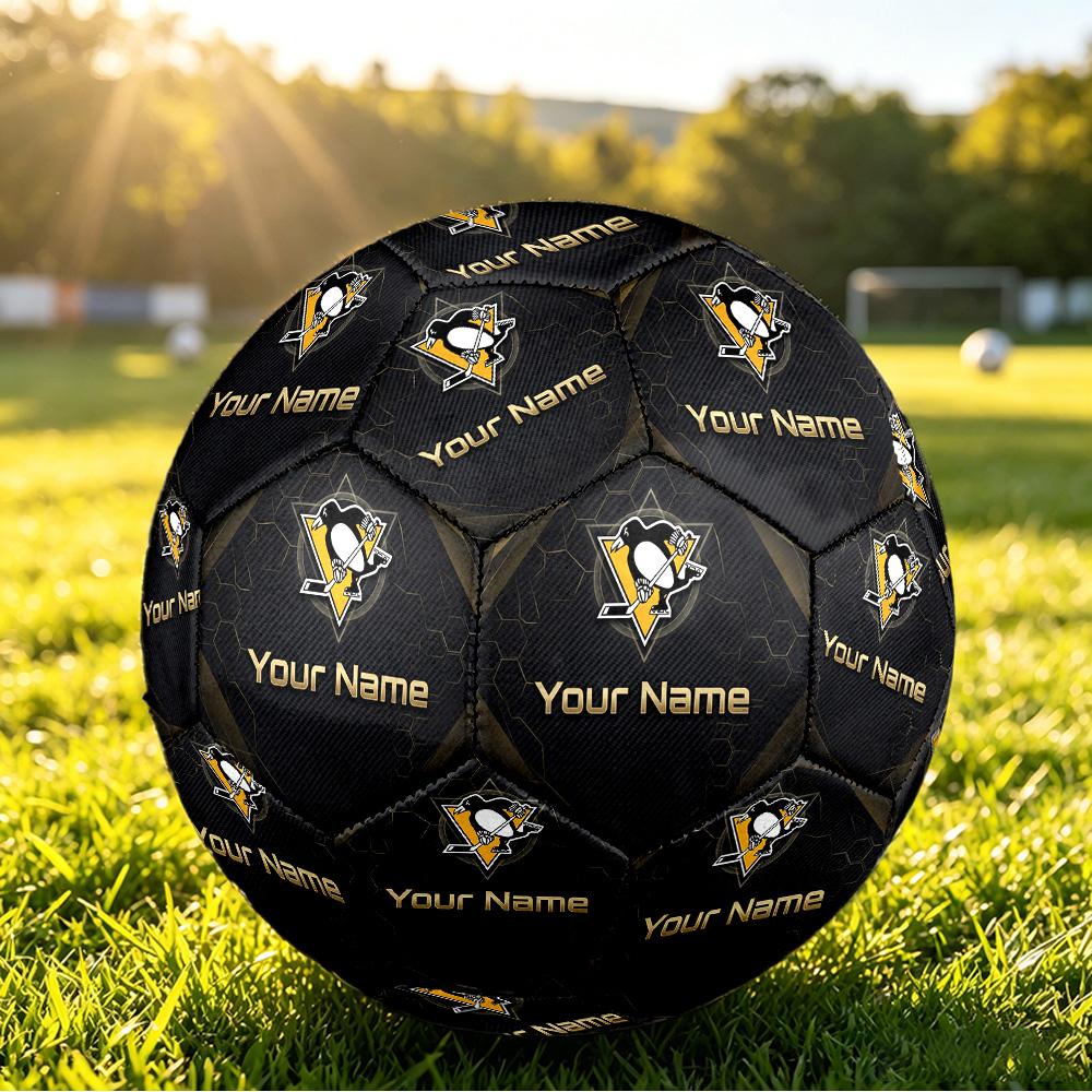 Pittsburgh Penguins Size 5 Football, Custom Name Text Personalized Soccer Ball Sport Training Gift