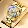 Luxury Brand Mens Watches Fashion Double-sided Hollow Dial Steel Quartz Wristwatch Waterproof Business Men's Clock