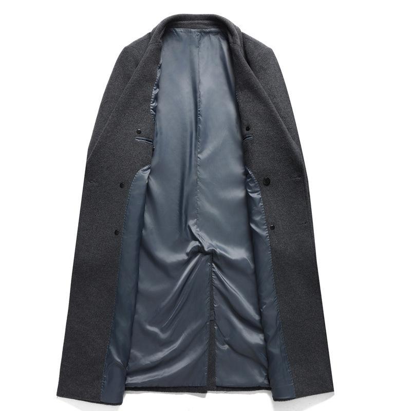 Cappotto di Lana da Uomo Cappotto da Uomo Medio e Lungo con Colletto da Abito Doppiopetto Versione Coreana Cappotto di Lana Cappotto da Uomo