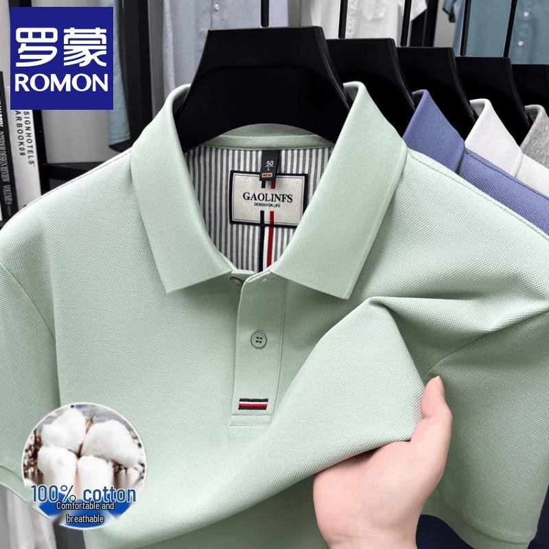 Romon Men s Short Sleeve Mercerized Cotton Polo Shirt XL