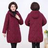 Mittelalte Damen Mütter tragen knielange, baumwollgepolsterte Jacke, dicker, westlicher, lockerer Baumwollmantel in Übergröße, baumwollgepolsterte Jacke Winter