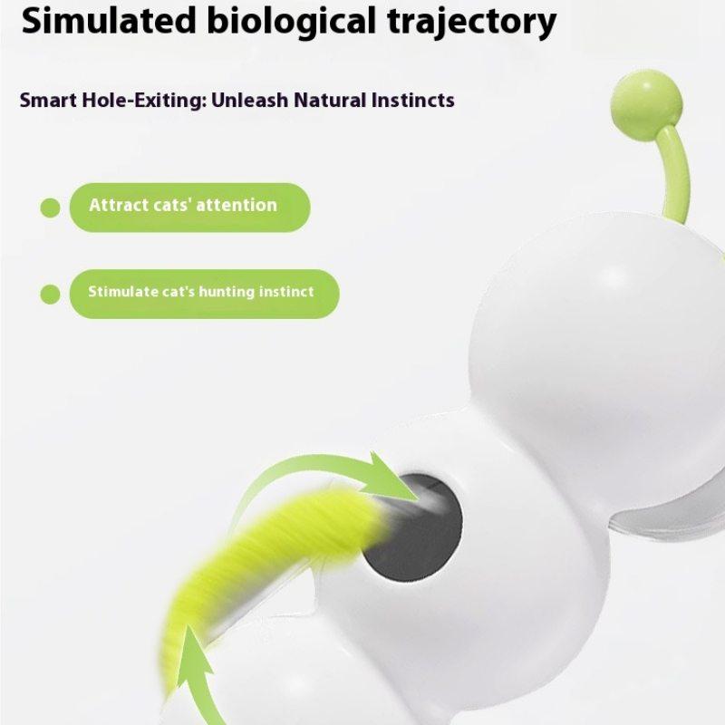 Caterpillar Interactive Cat Toy Motion Activated Wack A Worm Post Toy RechargeableAutomatic Teasing Cat Toy with Tail for Cats