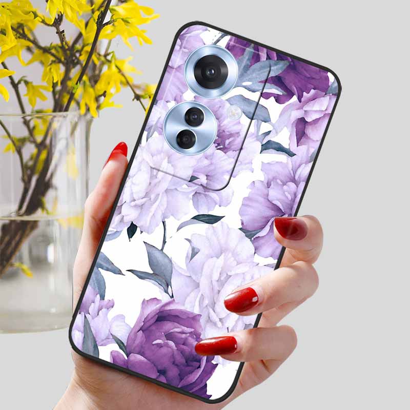Phone Cover for OPPO Reno11 F 5G Case Black Silicone TPU Fashion Marble Print Shells for Oppo Reno 11F Protective Capa Soft Bags