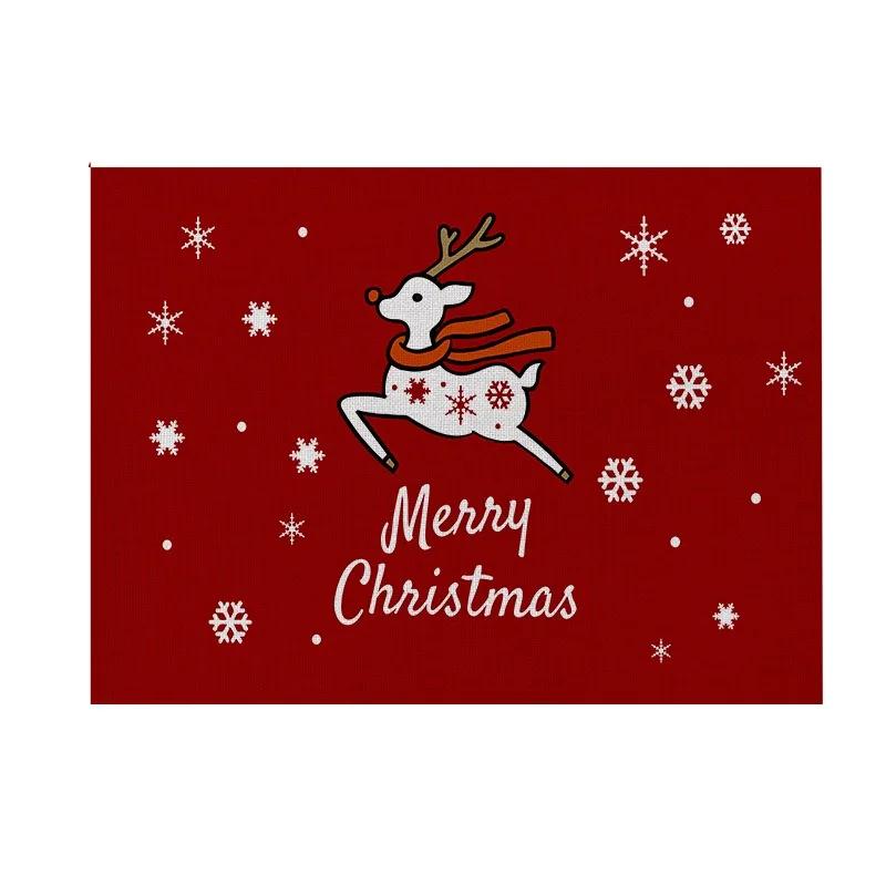 1PC Christmas Decorative Kitchen Placemat Tree Santa Snowman Coaster Dining Table Mats Linen Pad Bowl Cup Mat Xmas Home Decor