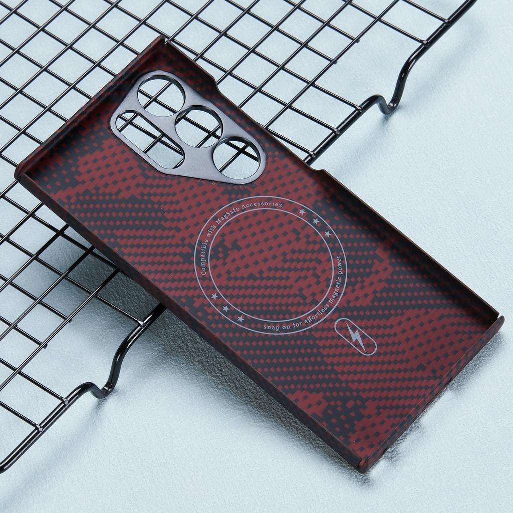 For Samsung Galaxy S24 Ultra Case Compatible with MagSafe Aramid Fiber Camouflage Pattern Phone Cover