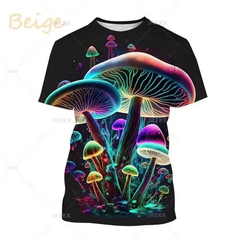 Mushroom 3D Printed T Shirt Plant Pattern Round Neck Short Sleeve Forest Fashion Casual Unisex Tops Tshirt High Quality T Shirt