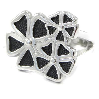 Black 'Flora' Steel Ring