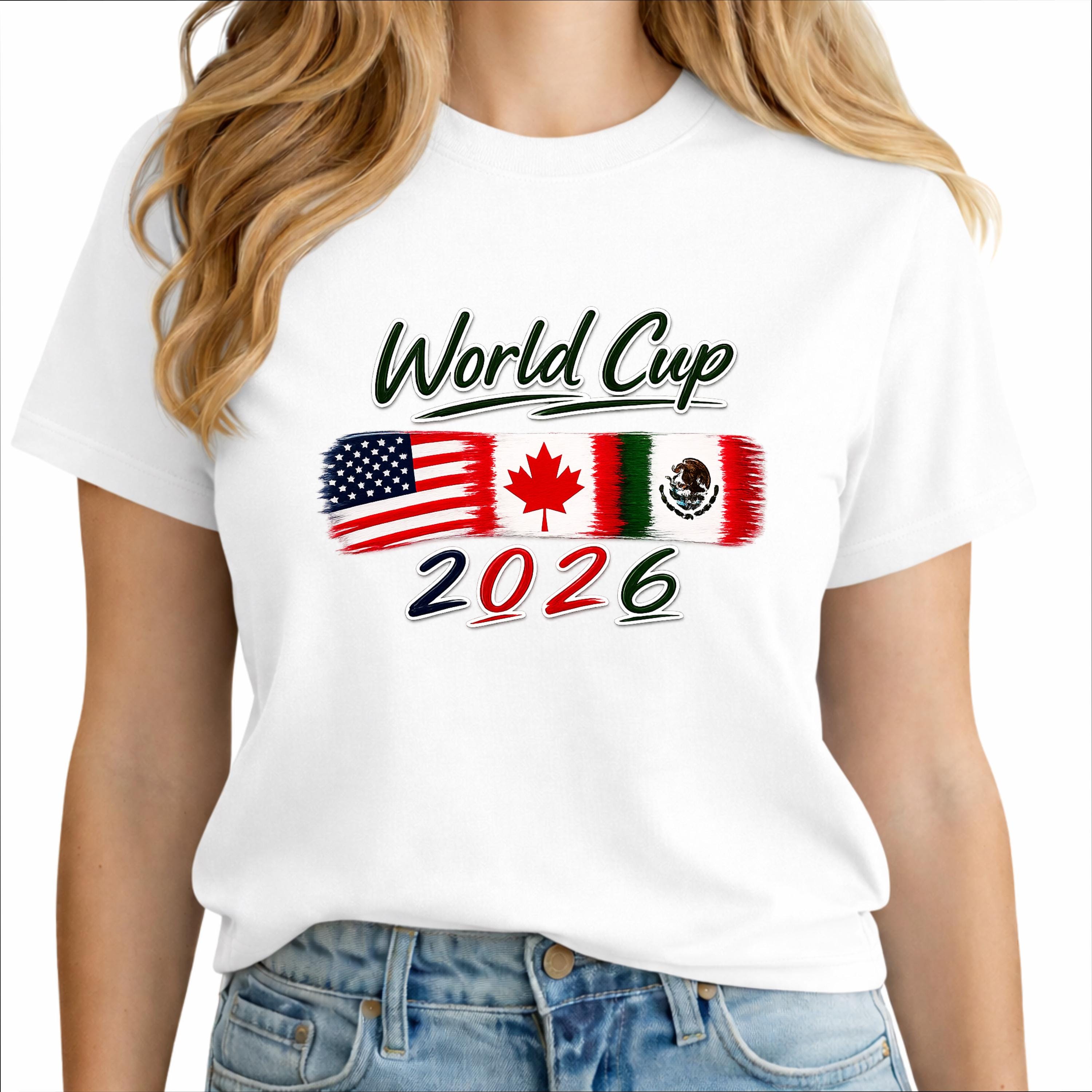 World Cup 2026 Shirt USA Canada Mexico Soccer Tees Women T Shirts Cotton Tops S