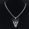 Hip Hop Animal Bull Head Pendant Necklace Men Stainless Steel Silver Color Skull Ox Bone Chain Amulet Jewelry Collar ZZZ3574-QKC