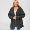 2025 Double-Sided Plush Women's Hooded Cardigan with Drawstring Pockets