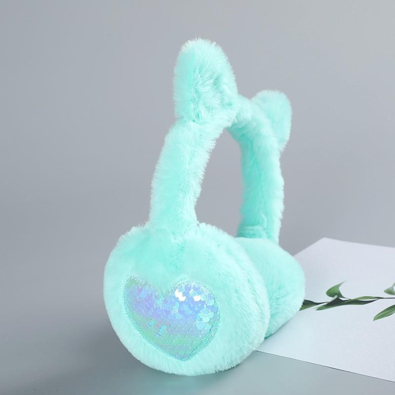 

Новые милые женские зимние теплые наушники с блестками и кошачьими ушками, мягкие плюшевые однотонные наушники Love, защита от холода, теплые, горячие, 1 шт.