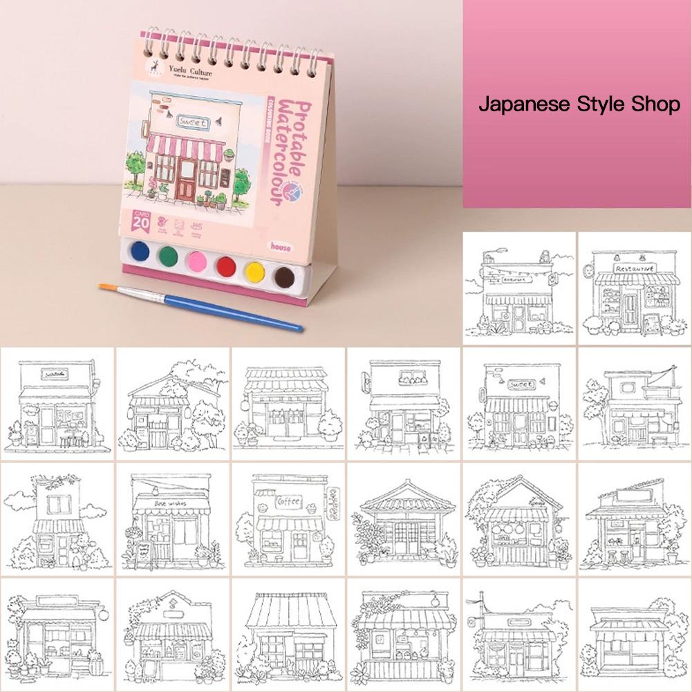 20 Sheet Sketchbook Drawing Picture Book Painting Brush Set Gouache Painting for Students Kids DIY Coloring Book Art Kit