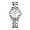 Elegant Rhinestone-Trimmed Quartz Women's Watch with Alloy Steel Band