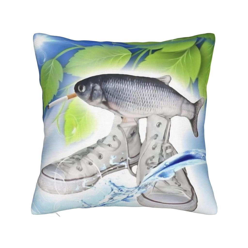 Fish Meme Frutiger Aero Square Pillow Cases Cushion Covers Fashion Polyester Decorative Pillowcover for Sofa