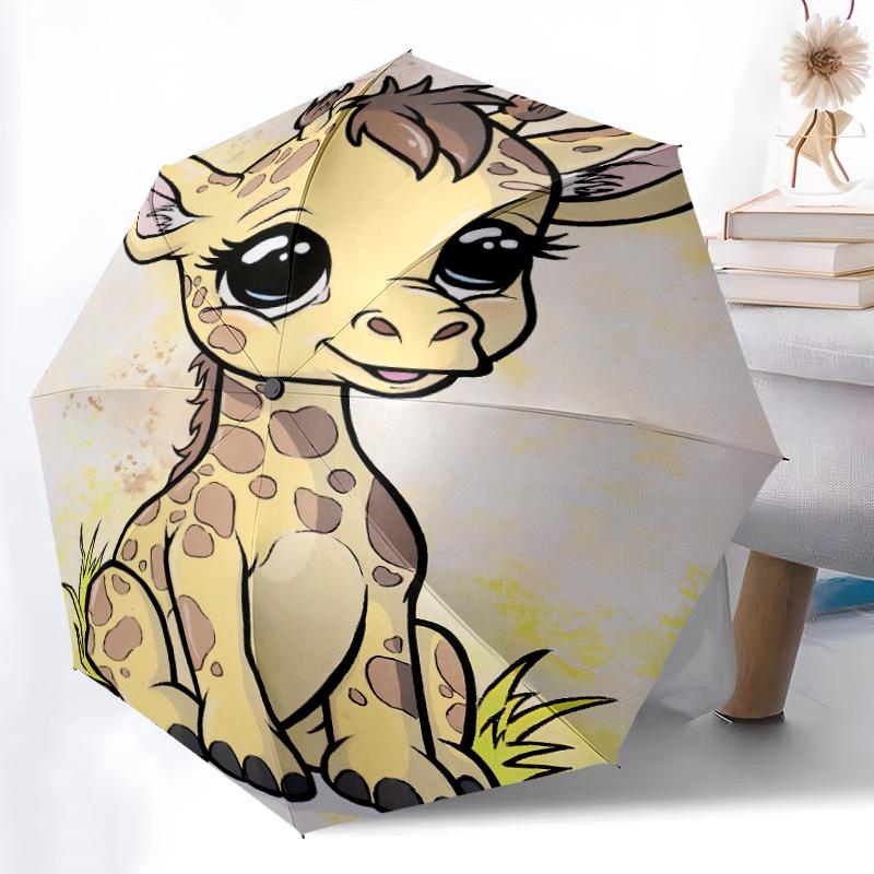 1pc Animals: rabbit, cat, deer Umbrella Portable Folding Umbrella Iron Frame Hole Bone Structure Outdoor Home Umbrella
