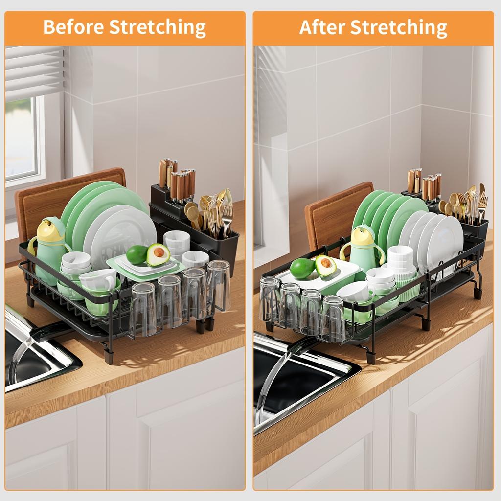 1pc large utensil drying rack, extendable utensil rack, multifunctional utensil rack for kitchen counter.