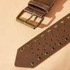 Double Hole Studded Leather Belt Jeans Waistband Hiphop Styles Waist Belt for Men and Women