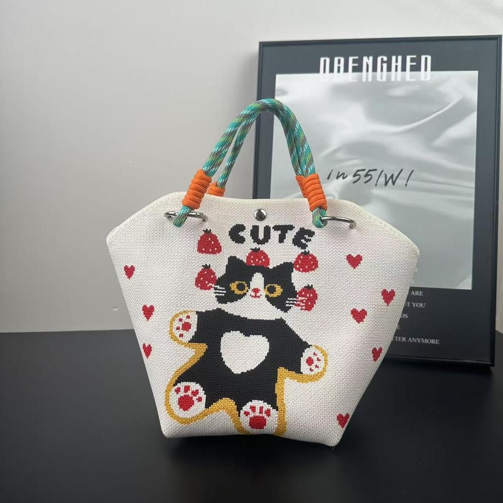 Niche Design Vegetable Basket Handbag High-end Knitted Bag Casual Versatile Large-capacity Woven Bag