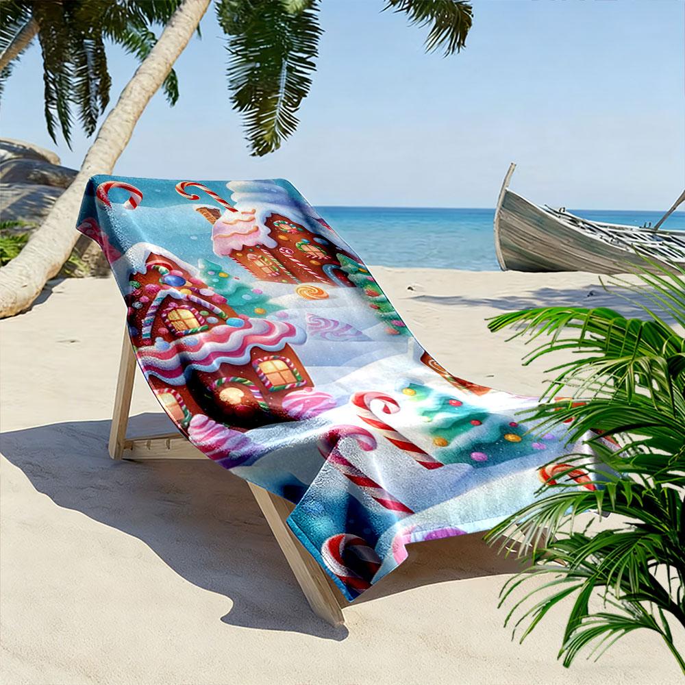Whimsical candy wonderland Print beach towel, quick drying, suitable for travel, outdoor sports, jogging, the beach and swimming, gift