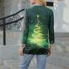 Women's Casual Fashion Sexy Comfortable Christmas Print V-Neck Button Three-quarter Sleeve Top