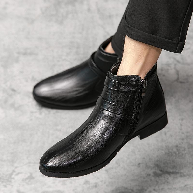 

2021 autumn men s business casual leather boots soft-soled trendy men s boots high-top foot boots Amazon 38