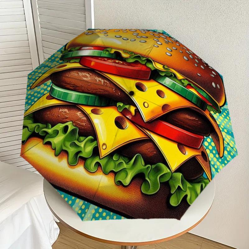 1pc Cheeseburger Automatic Open/Close Umbrella, Folding Compact Umbrella with Lightweight Design for Women/Men yy251028253